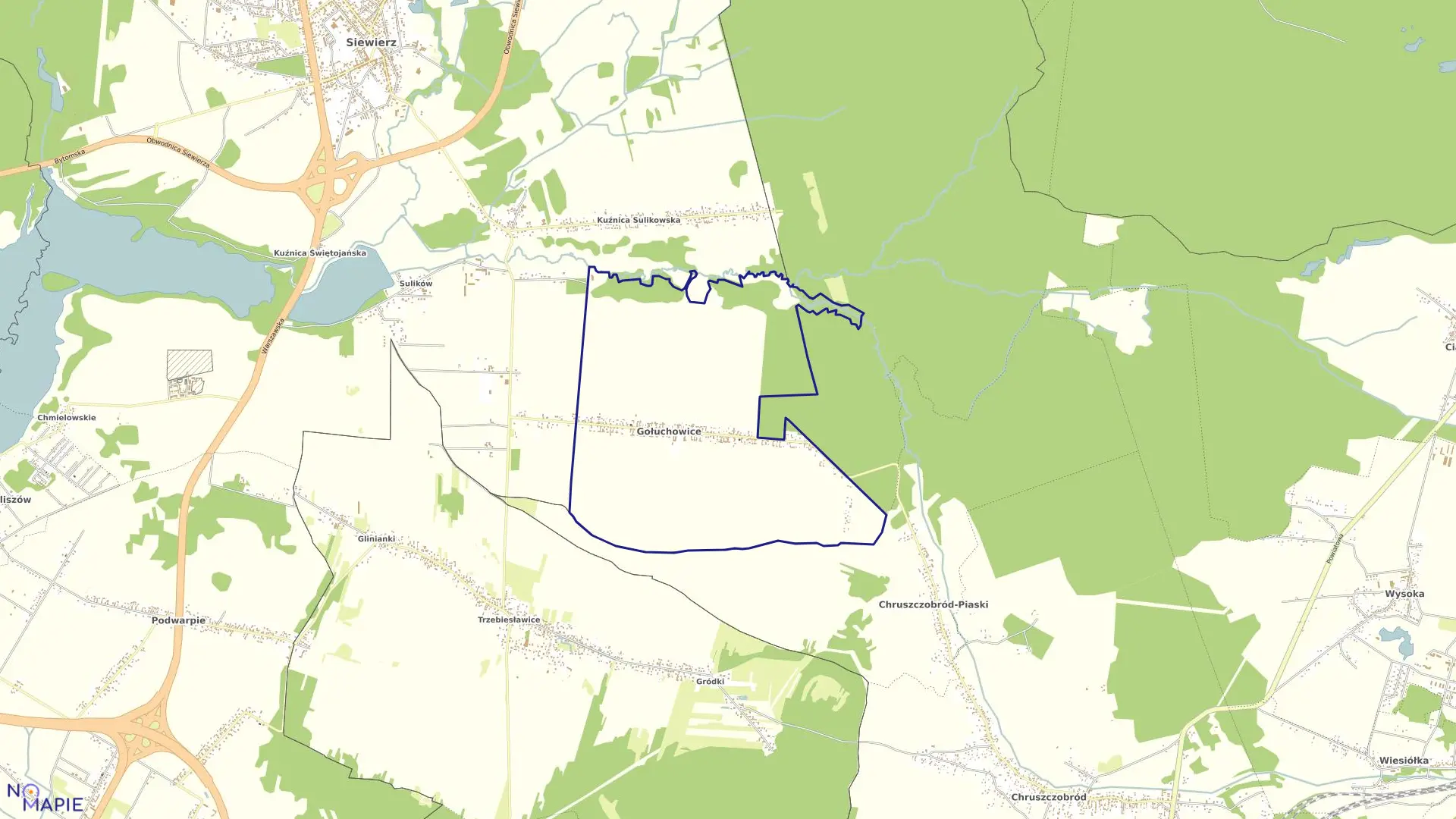 Mapa obrębu Gołuchowice w gminie Siewierz